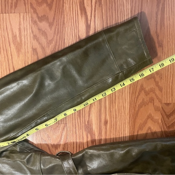 Wilson Maxima Vintage Dark Green Women Leather Trench Coat SizeS - Picture 9 of 10